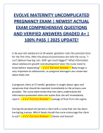 EVOLVE MATERNITY UNCOMPLICATED PREGNANCY EXAM | NEWEST ACTUAL EXAM COMPREHENSIVE QUESTIONS AND VERI
