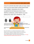 EVOLVE ELSEVIER HESI MED SURG ACTUAL EXAM WITH 450 test bank EXAM verified QUESTIONS AND CORRECT