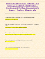 Exam 2: NR327 / NR 327 Maternal Child Nursing (Latest 2026 / 2027 Update) | Questions and Verified