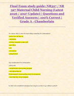 Final Exam study guide: NR327 / NR 327 Maternal Child Nursing (Latest 2026 / 2027 Update) | Questio