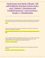 Final Exam Test bank: NR328 / NR 328 Pediatric Nursing (Latest 2026 / 2027 Update) | Questions and