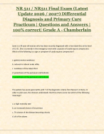 NR 511 / NR511 Final Exam (Latest Update 2026 / 2027) Differential Diagnosis and Primary Care