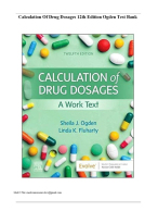 Calculation of Drug Dosages, 12th Edition Ogden Test Bank
