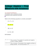 College Algebra - Final Milestone with Answers!!