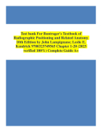 Test bank For Bontrager's Textbook of  Radiographic Positioning and Related Anatomy  10th Edition