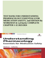 TEST BANK FOR UNDERSTANDING  PHARMACOLOGY ESSENTIALS FOR  MEDICATION SAFETY, 2nd EDITION By  WORKMA