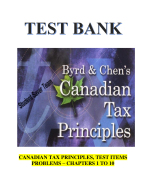 TEST BANK FOR CANADIAN TAX PRINCIPLES, TEST ITEMS PROBLEMS – CHAPTERS 1 TO 10