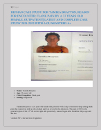 IHUMAN CASE STUDY FOR TAMIKA BRAYTON, REASON FOR ENCOUNTER; FLANK PAIN BY A 33 YEARS OLD FEMALE