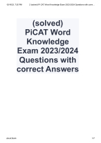 (solved)  PiCAT Word Knowledge Exam 2023/2024 Questions with correct Answers