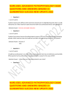 NURS-6501 ADVANCED PATHOPHYSIOLOGY EXAM  QUESTIONS AND ANSWERS GRADED A+  GUARANTEED SUCCESS NEW UP