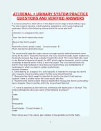 ATI RENAL + URINARY SYSTEM PRACTICE QUESTIONS AND VERIFIED ANSWERS ...