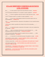 STA 610 MIDTERM VERIFIED QUESTIONS AND ANSWERS