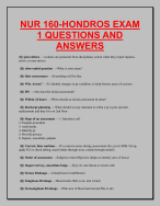 NUR 160-HONDROS EXAM 1 QUESTIONS AND ANSWERS