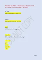 BIOCHEM 210 MODULE 6 PORTAGE LEARNING ACTUAL  QUESTIONS AND 100% CORRECT ANSWERS