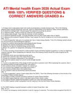 ATI Mental health Exam 2026 Actual Exam With 100% VERIFIED QUESTIONS & CORRECT ANSWERS GRADED A+
