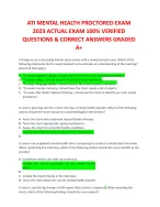 ATI MENTAL HEALTH PROCTORED EXAM 2023 ACTUAL EXAM GRADED A+