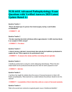 NUR 641E Advanced Pathophysiology Exam Questions with Verified Answers 2025 Latest Update Rated A+
