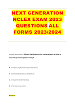 NEXT GENERATION NCLEX EXAM 2023 QUESTIONS ALL FORMS 2023-2024