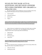 NCLEX-PN TEST BANK ACTUAL QUESTIONS AND DETAILED ANSWERS UPDATED 2024