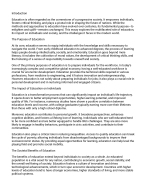 The Role and Importance of Education in Society