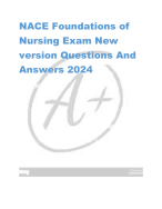 NACE Foundations of  Nursing Exam New  version Questions And  Answers 2024