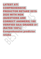 LATEST ATI  COMPREHENSIVE  PREDICTOR RETAKE 2019- 2020 WITH NGN  (QUESTIONS AND  CORRECT ANSWERS) 1