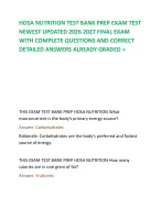 HOSA NUTRITION TEST BANK PREP EXAM TEST NEWEST UPDATED 2026 2027 FINAL EXAM WITH COMPLETE QUESTIONS