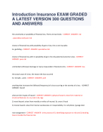 Introduction Insurance EXAM GRADED A LATEST VERSION 300 QUESTIONS AND ANSWERS