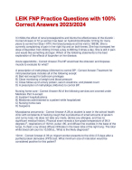 LEIK FNP Practice Questions with 100% Correct Answers 2023/2024
