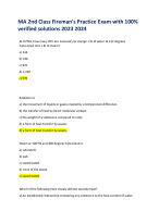 MA 2nd Class Fireman's Practice Exam with 100% verified solutions 2023 2024
