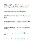 MB (ASCP) Exam Questions Answered Latest Update 2023/2024 205 Questions