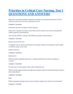 Priorities in Critical Care Nursing, Test 1 QUESTIONS AND ANSWERS