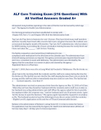 ALF Core Training Exam (216 Questions) With All Verified Answers Graded A+