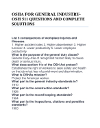 OSHA FOR GENERAL INDUSTRY-OSH 511 QUESTIONS AND COMPLETE SOLUTIONS