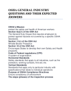 OSHA GENERAL INDUSTRY QUESTIONS AND THEIR EXPECTED ANSWERS