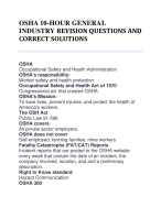 OSHA 10-HOUR GENERAL INDUSTRY REVISION QUESTIONS AND CORRECT SOLUTIONS