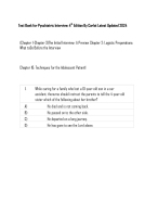 Test Bank for Pyschiatric Interview 4th Edition By Carlat Latest Updated 2024