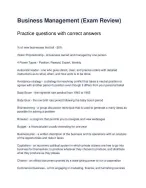 BUSINESS MANAGEMENT FINAL EXAM REVIEW (100%SOLVED)