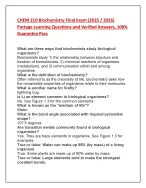 CHEM 210 Biochemistry Final Exam (2025 / 2026)  Portage Learning Questions and