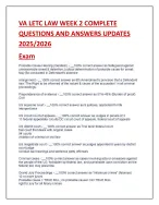 VA LETC LAW WEEK 2 COMPLETE  QUESTIONS AND ANSWERS UPDATES  2025/2026  Exam