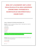 RNSG 1517 A Maternity Exam | Practice Questions with Correct Answers and Detailed Rationales
