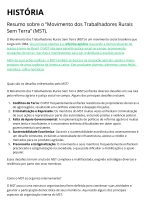 Resumo sobre o “Movimento dos Trabalhadores Rurais Sem Terra” (MST).