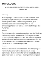 RESUMO SOBRE ANTROPOLOGIA, MITOLOGIA E NARRATIVA