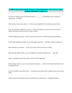 Traffic School Questions & Answers | ActualQuestions And Answers Latest Updated 2024/2025 (Graded A