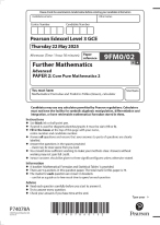 2025 Pearson Edexcel Level 3 GCE: 9FM0/02 Further Mathematics Advanced PAPER 2Core Pure Mathematic