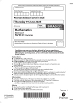 2025 Pearson Edexcel Level 3 GCE 9MA0/31 Mathematics Advanced  PAPER 31: Statistics  2025 Pearson