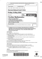2025 Pearson Edexcel Level 3 GCE 8FM0/22 Further Mathematics  Advanced Subsidiary Further Mathema
