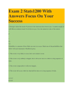 Exam 2 Stats1200 With Answers Focus On Your Success