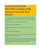 Next EXAM MATH SECTION (tristine) With Answers Focus On Your Success