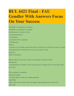 BUL 4421 Final - FAU Gendler With Answers Focus On Your Success